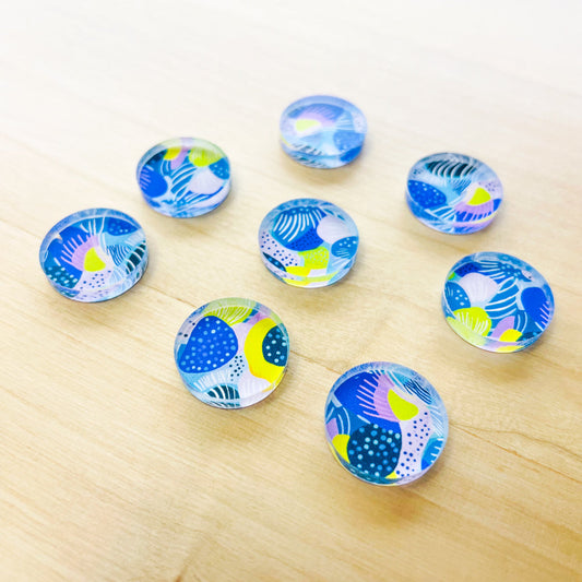 Clear Acrylic - 1.5cm Circle - Studs - Summer Nights - 23