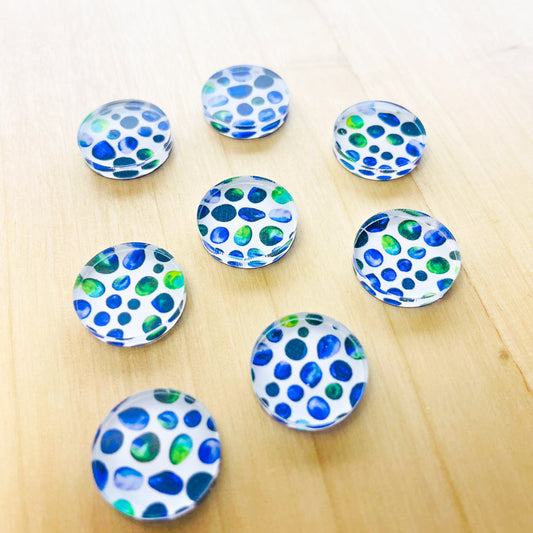 Clear Acrylic - 1.5cm Circle - Studs - Watercolour - 49