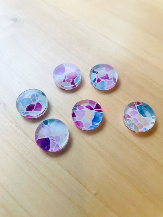 Clear Acrylic - 1.5cm Circle - Studs - Terrazzo - 25