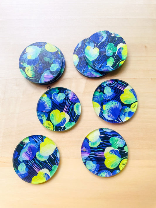 Clear Acrylic - 4cm Circle - 1 Hole - Summer Nights - 19