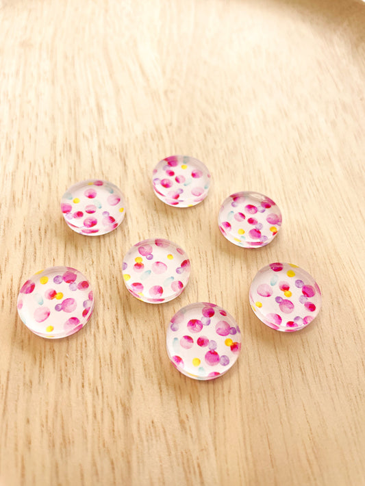 Clear Acrylic - 1.5cm Circle - Studs - Watercolour - 107