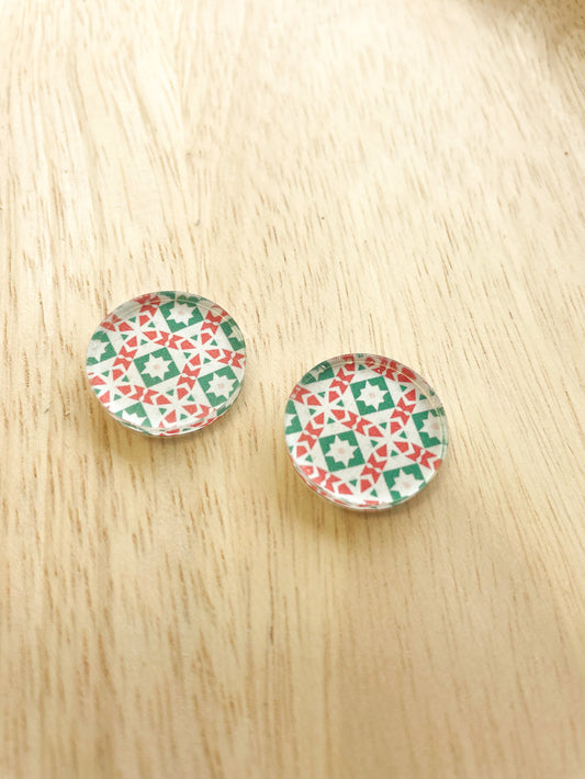 Clear Acrylic - 2cm Circle - Studs - Christmas - 104