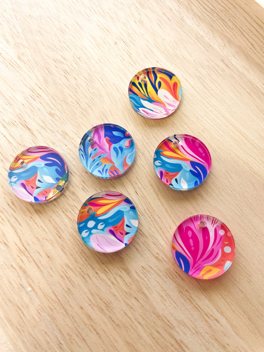 Clear Acrylic - 2cm Circle - 1 Hole - Abstract Art - 02