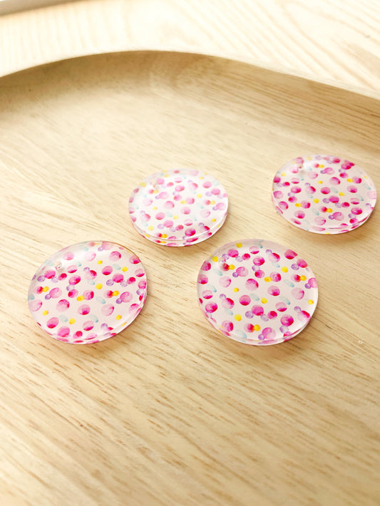Clear Acrylic - 3cm Circle - 1 Hole - Watercolour - 107