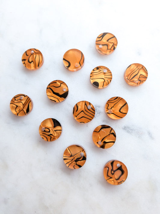 12.5mm or 15mm Tiger's Eye Circle Toppers/Studs- Various Pack Sizes