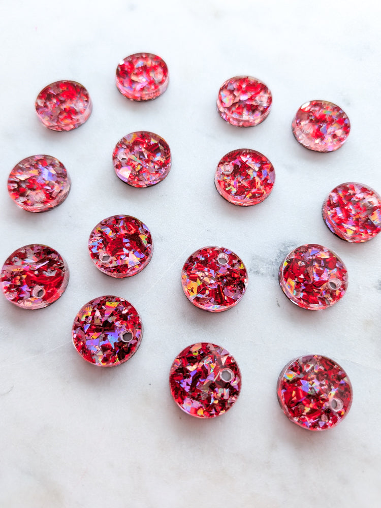 12.5mm or 15mm Valentine's Crystal Circle Toppers/Studs- Various Pack Sizes