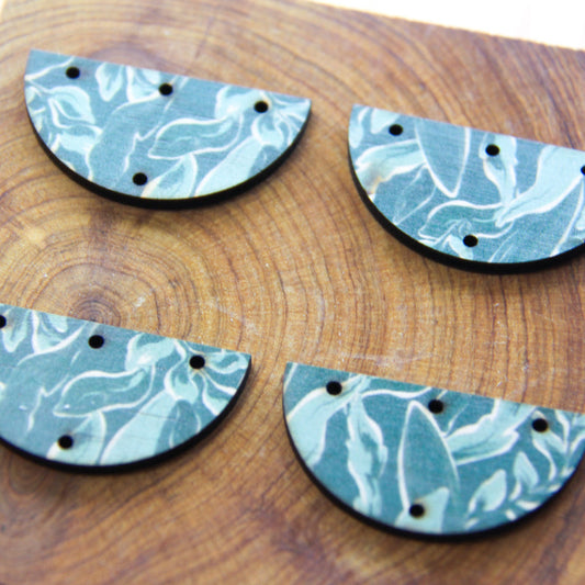 Wood - 4cm Semi Circle - 4 Hole - Transparent print - Australiana - 80