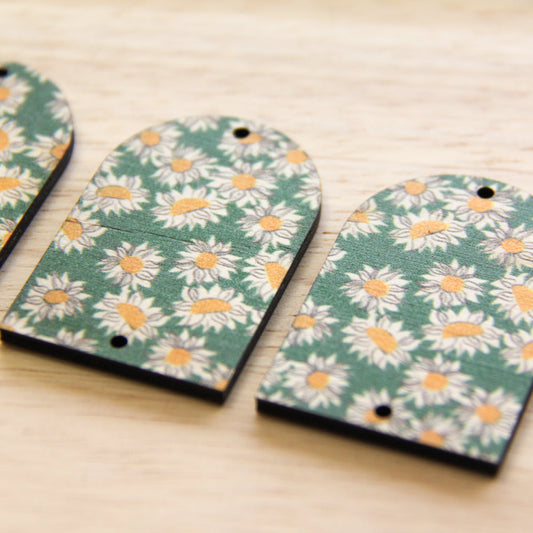 Wood - Arch Shape - 2 Holes - Transparent print - Sunflower - 06