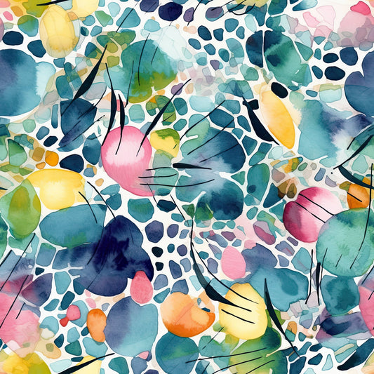 1.5cm Circle - Studs- Clear Acrylic - Watercolour - 49