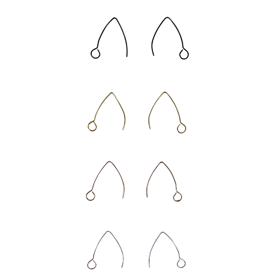 30mm Marquise Black Hook Earrings - Stainless Steel (304) - 20 Pieces