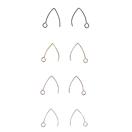 30mm Marquise Black Hook Earrings - Stainless Steel (304) - 20 Pieces