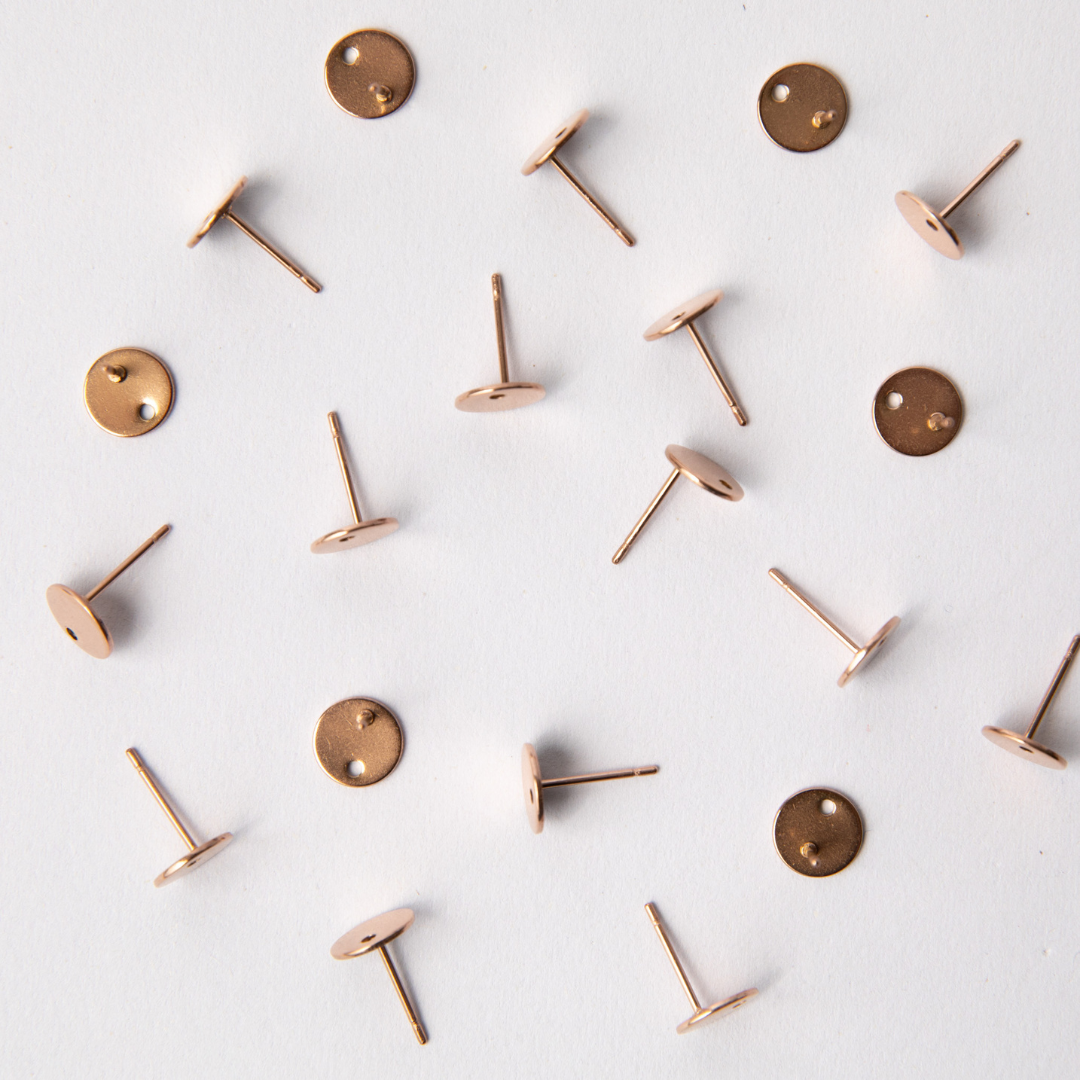 8mm Rose Gold Circle Stainless Steel (304) Decorative Earrings