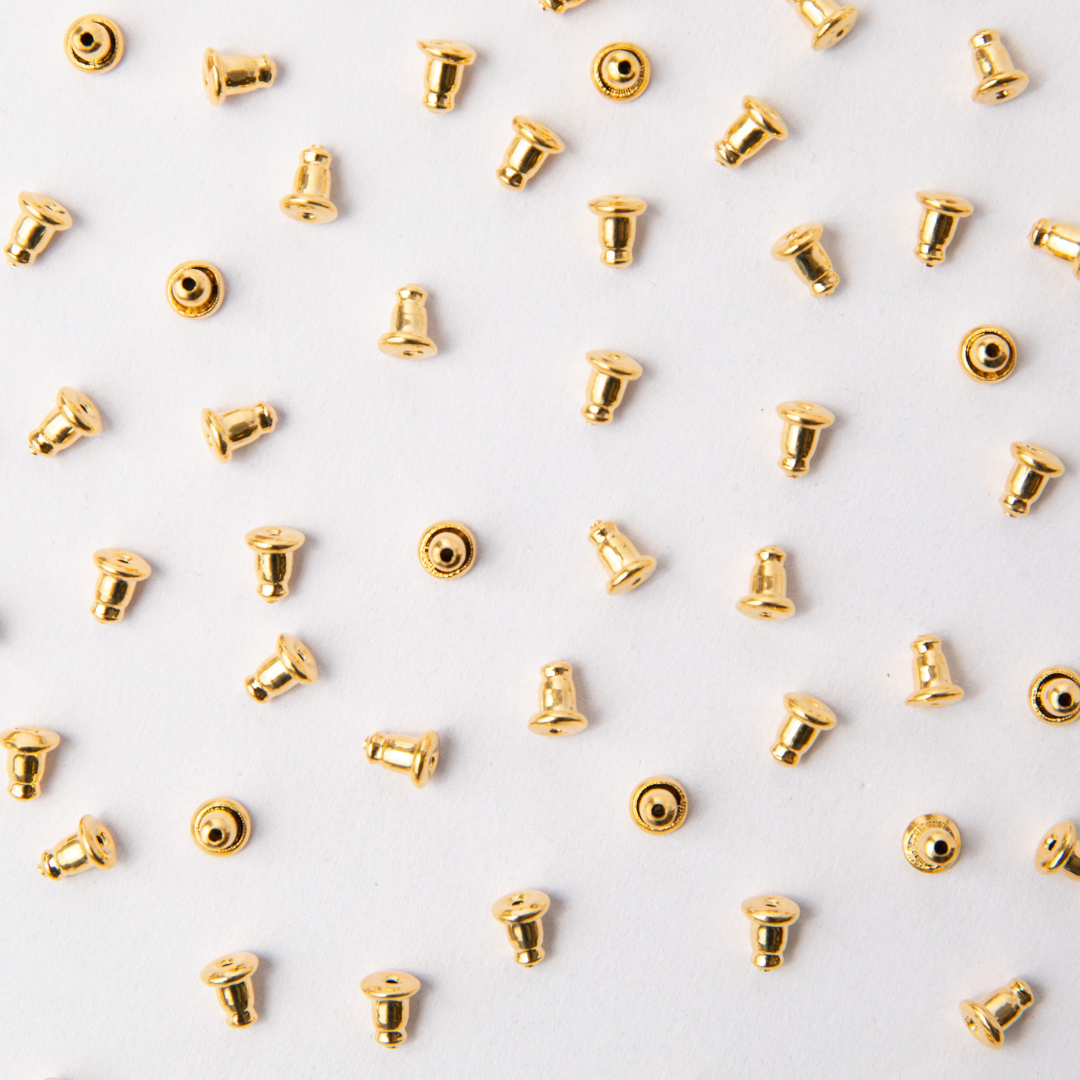 Gold Bullet Earring Backs Surgical Stainless Steel (304) 100 piece