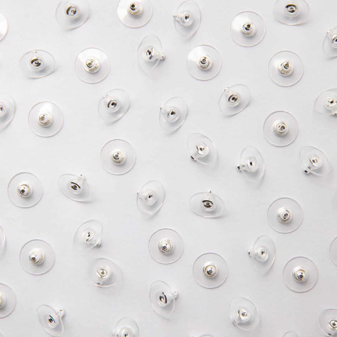 Silver Plastic Disc Earring Backs Surgical Stainless Steel (304) 1