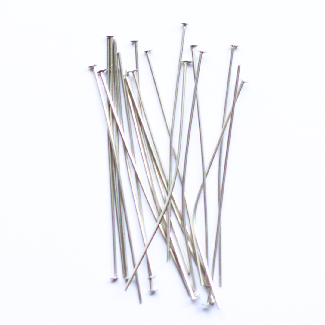 50mm Steel Stainless Steel Head Pins - earring findings for jewellery making