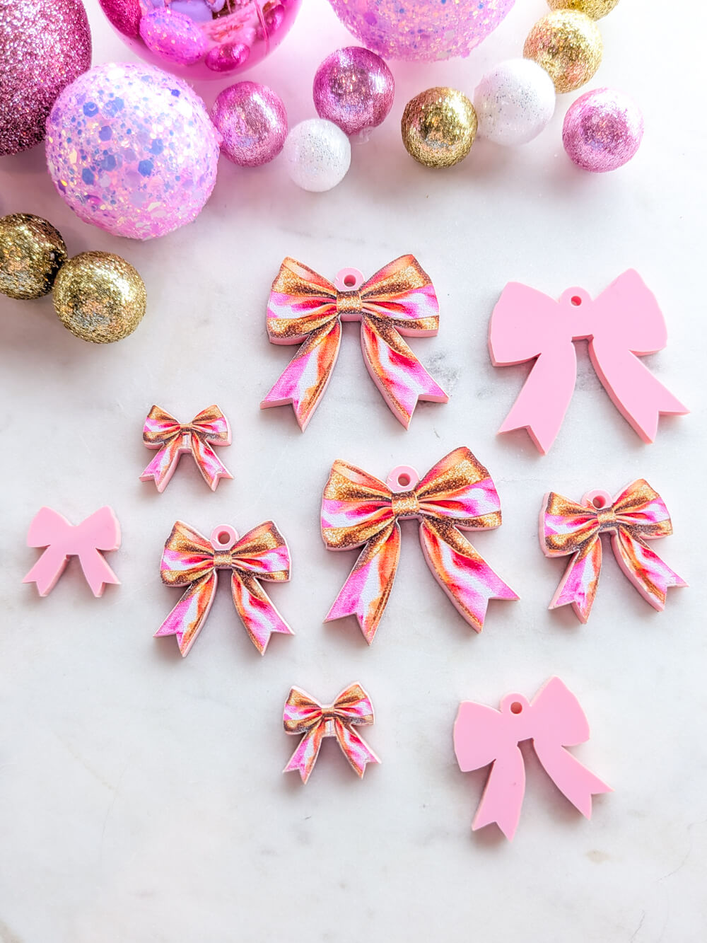 Pink & Gold Bow on Pastel Pink Acrylic