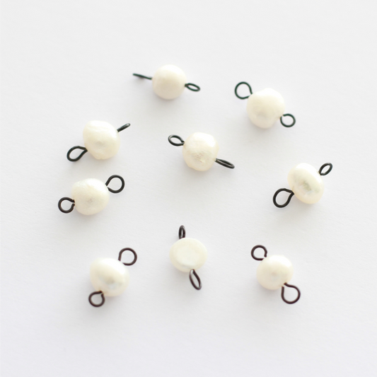 Freshwater 7-8mm Pearl Connectors with 2 Black Loops - 10 pieces