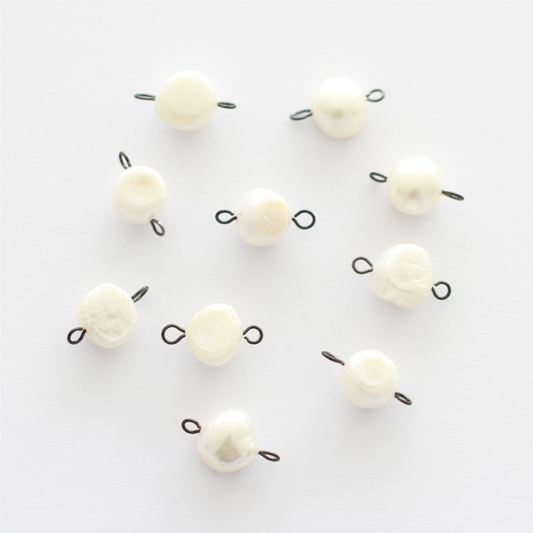 Freshwater 10-11mm Pearl Connectors with 2 Black Loops - jewellery making supplies