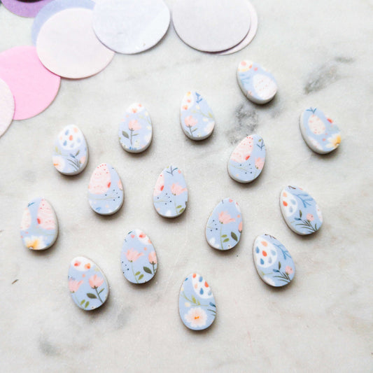 UV printed white acrylic earring studs - 15mm egg, Easter - jewellery making