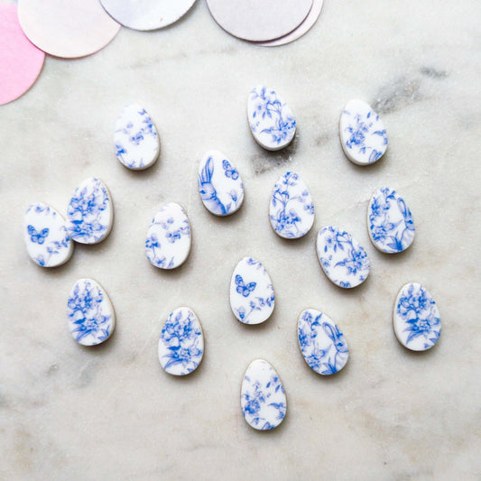 UV printed white acrylic earring studs - 15mm egg, Easter - jewellery making
