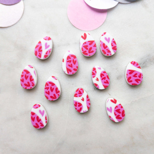 UV printed white acrylic earring studs - 15mm egg, Easter - jewellery making