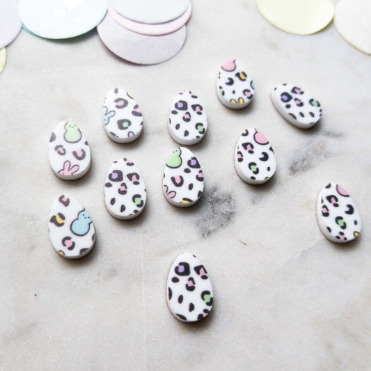 UV printed white acrylic earring studs - 15mm egg, Easter - jewellery making