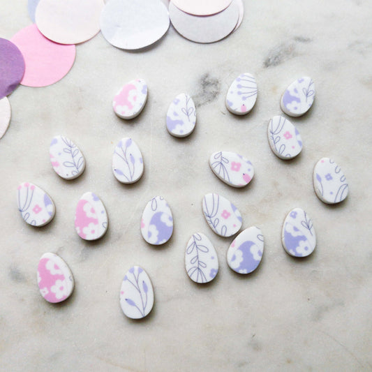 UV printed white acrylic earring studs - 15mm egg, Easter - jewellery making