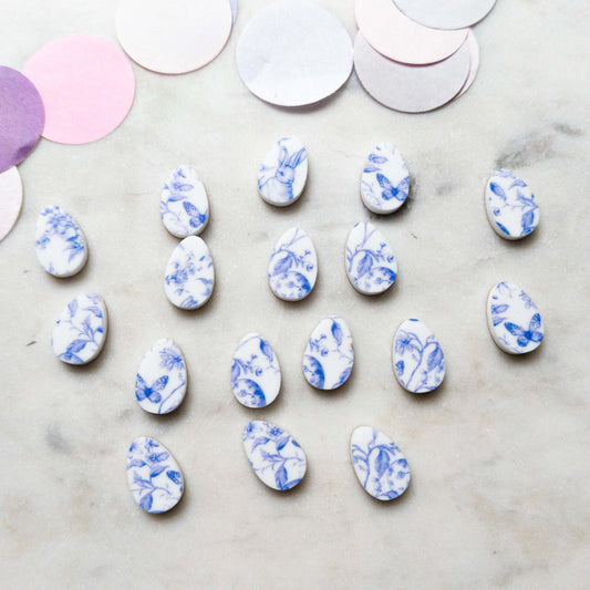 UV printed white acrylic earring studs - 15mm egg, Easter - jewellery making