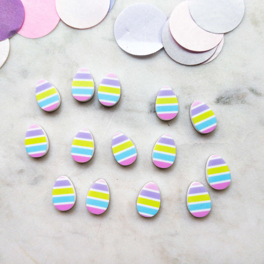 UV printed white acrylic earring studs - 15mm egg, Easter - jewellery making