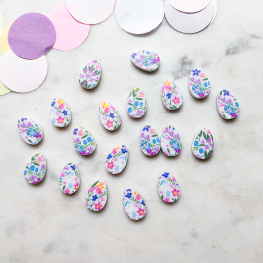 UV printed white acrylic earring studs - 15mm egg, Easter - jewellery making