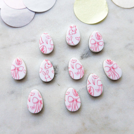 UV printed white acrylic earring studs - 15mm egg, Easter - jewellery making