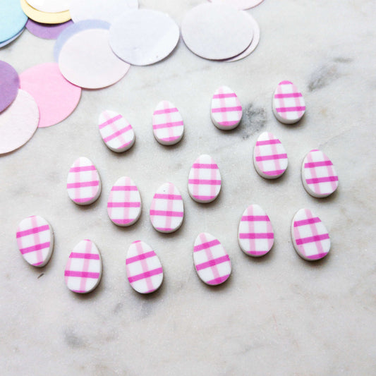 UV printed white acrylic earring studs - 15mm egg, Easter - jewellery making