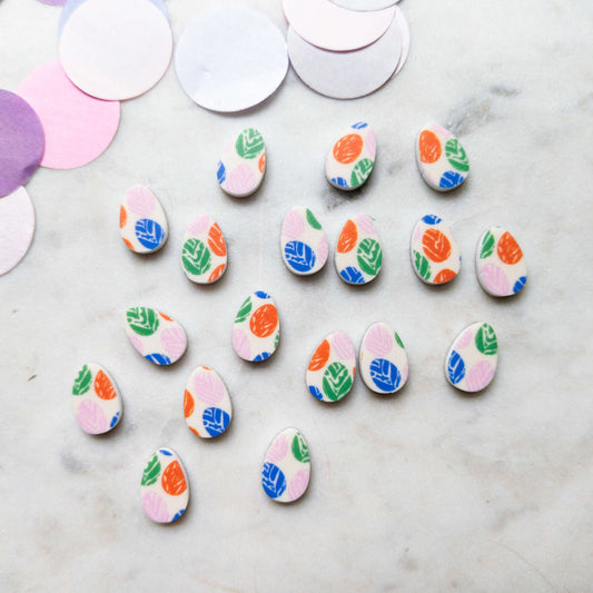 UV printed white acrylic earring studs - 15mm egg, Easter - jewellery making