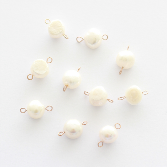 Freshwater 10-11mm Pearl Connectors with 2 Rose Gold Loops - jewellery making supplies