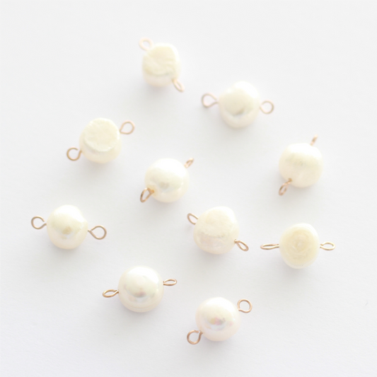 Freshwater 10-11mm Pearl Connectors with 2 Rose Gold Loops - 10 pieces