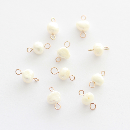 Freshwater 7-8mm Pearl Connectors with 2 Rose Gold Loops - jewellery making supplies
