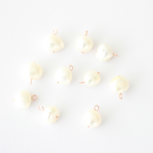 Freshwater 10-11mm Pearl Charms with Rose Gold Loop - jewellery making supplies