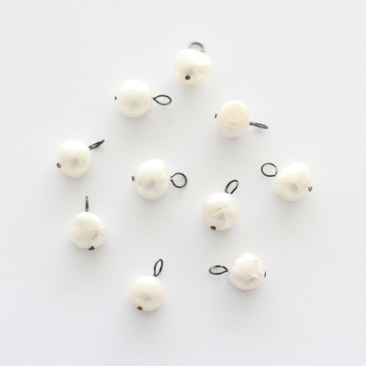 Freshwater 10-11mm Pearl Charms with Black Loop - 10 pieces