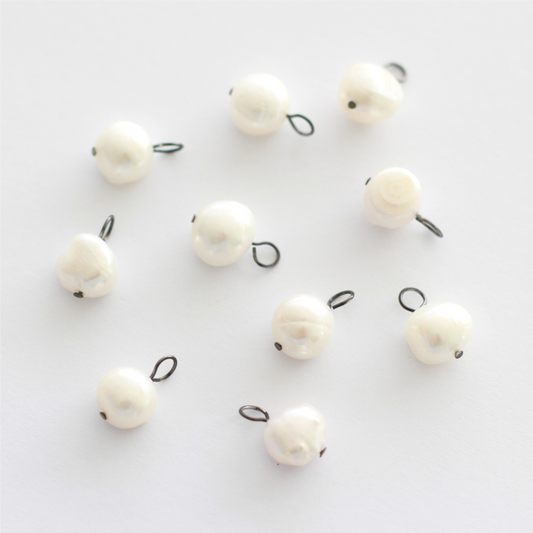 Freshwater 10-11mm Pearl Charms with Black Loop - jewellery making supplies