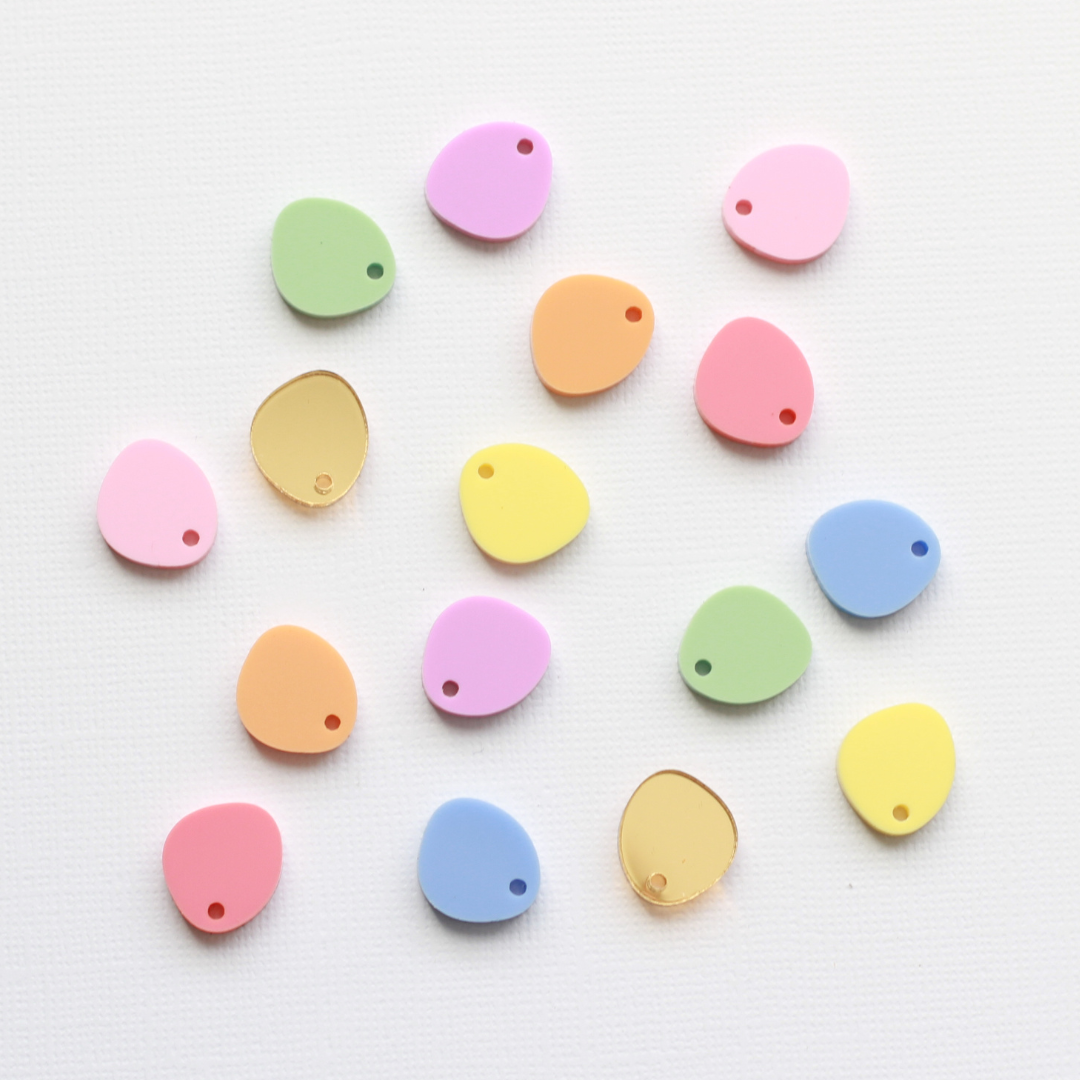 Acrylic Shape, Organic Circle Stud Top Mixed Pack, Sweet Pastels - earring findings for jewellery making