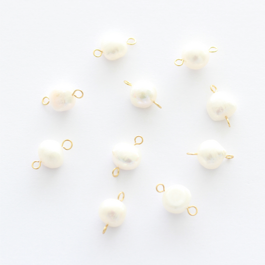 Freshwater 10-11mm Pearl Connectors with 2 Gold Loops - 10 pieces
