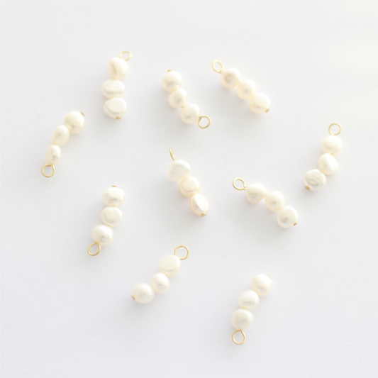 Triple Freshwater Pearl Charms with Gold Loop - jewellery making supplies