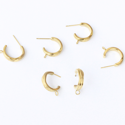 18mm Gold Wavy Textured 3/4 Hoop Earrings in Stainless Steel (304)