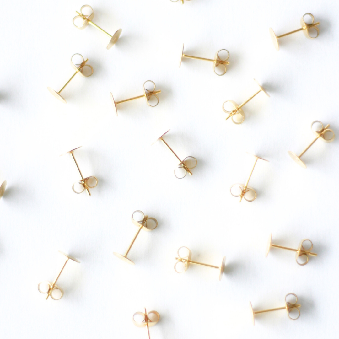 Gold 6mm Earring Posts in Stainless Steel (304)