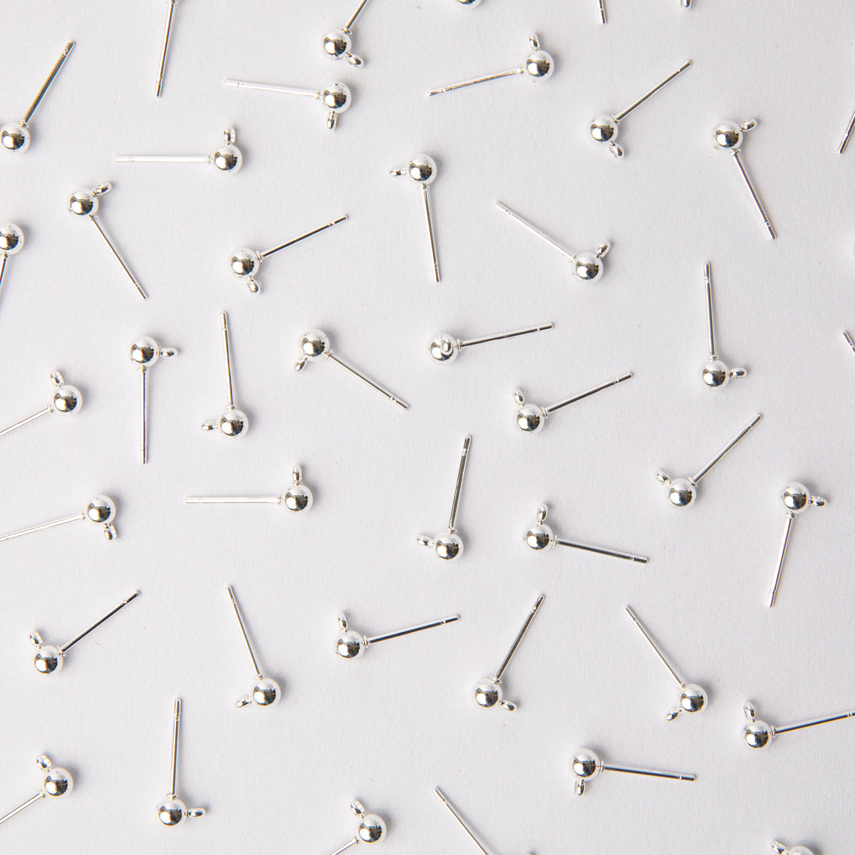 Silver 4mm Ball Stud Earring Posts in Stainless Steel (304)