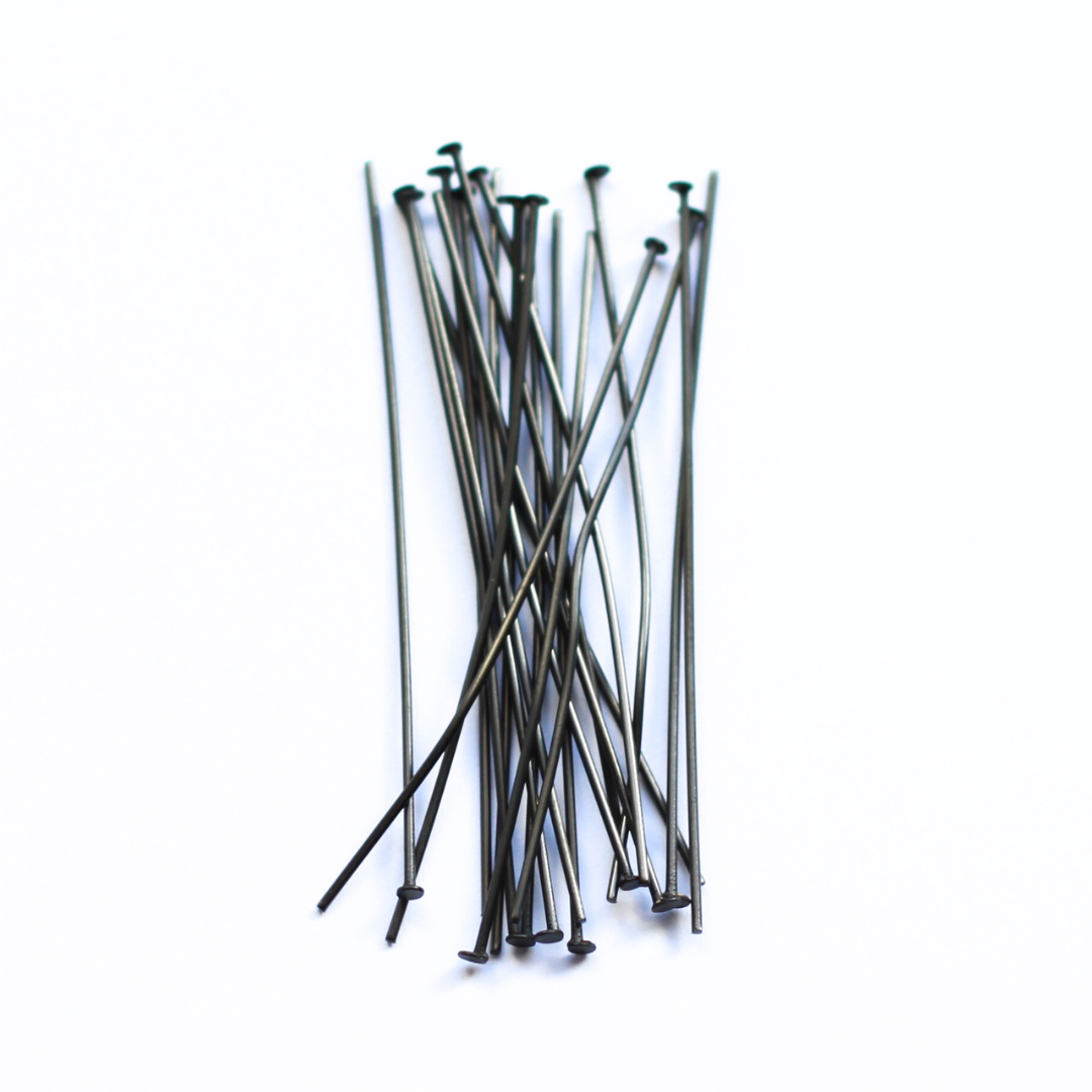 50mm Black Stainless Steel Head Pins - 20 pieces - SECONDS