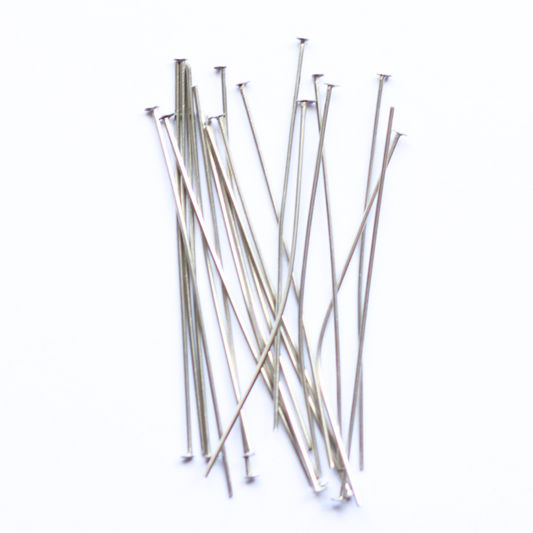 50mm Steel Stainless Steel Head Pins - earring findings for jewellery making