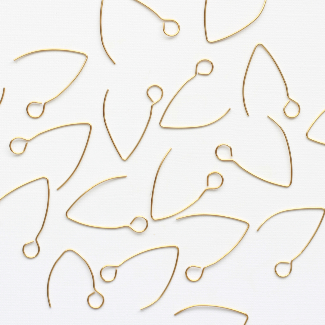30mm Marquise Gold Hook Earrings in Stainless Steel (304)