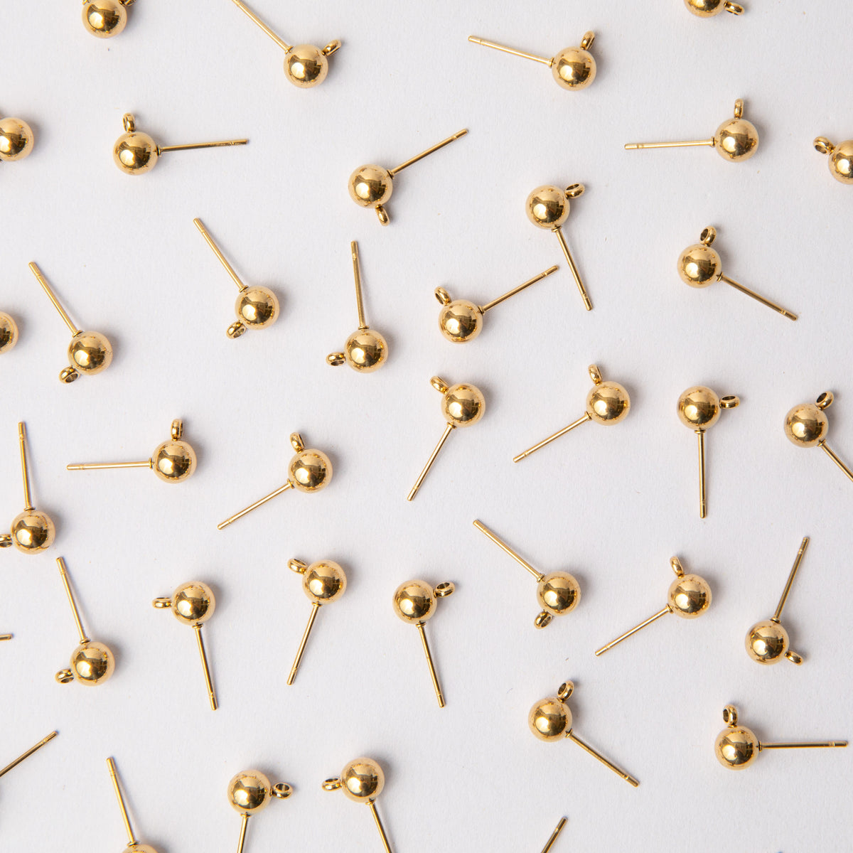 Gold 6mm Ball Stud Earring Posts in Stainless Steel (304)