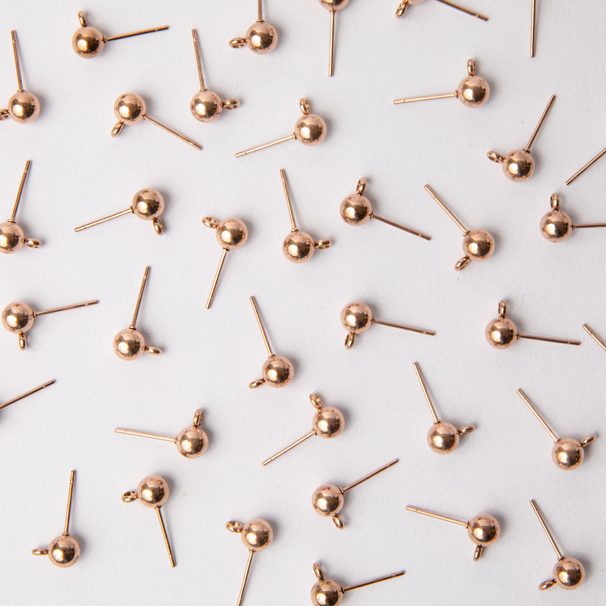 Rose Gold 6mm Ball Stud Earring Posts in Stainless Steel (304)